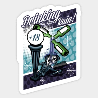 Drinking in the rain Sticker